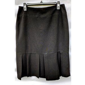Black Straight Kim Rogers Skirt with Box Pleat Hem